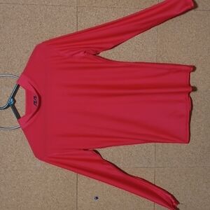 A4 POLYESTER SPANDEX PULL OVER SHIRT SIZE M IN RED LONG SLEEVES